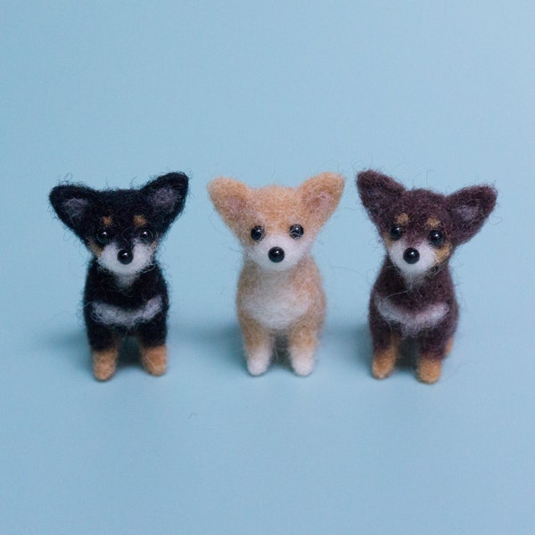 Tiny Needle Felted Chihuahua Dog Dollhouse Miniature Dog