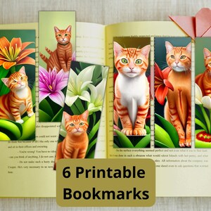 Marque-pages imprimables avec chats roux et nénuphars suiveurs de livre pour les amateurs de lecture Cadeau parfait pour maman papa famille amis enseignant