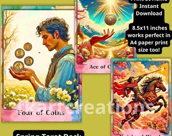 Printable Tarot Deck Instant Download The Spring Tarot Deck PDF - 78 Cards with Tuck Box and Cover, Print at Home,Diy,Oracles,Tarot Readers