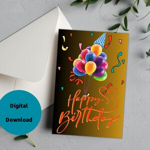Feliz aniversário download digital cartão imprimível cartão de luxo impressão instantânea presente para ele sua família amigos diy desejando cartão postal