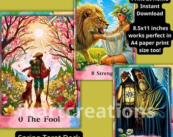 Printable Tarot Deck Instant Download The Spring Tarot Deck PDF - 78 Cards with Tuck Box and Cover, Print at Home,Diy,Oracles,Tarot Readers