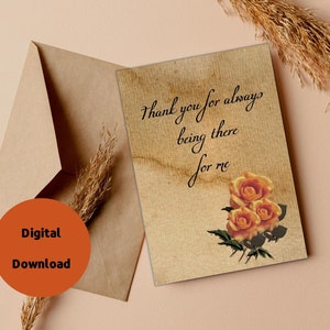Vintage Rose Tarjeta del Día de la Madre Un tributo atemporal a su amor incondicional Descarga digital instantánea Tarjeta imprimible para el regalo del Día de la Madre