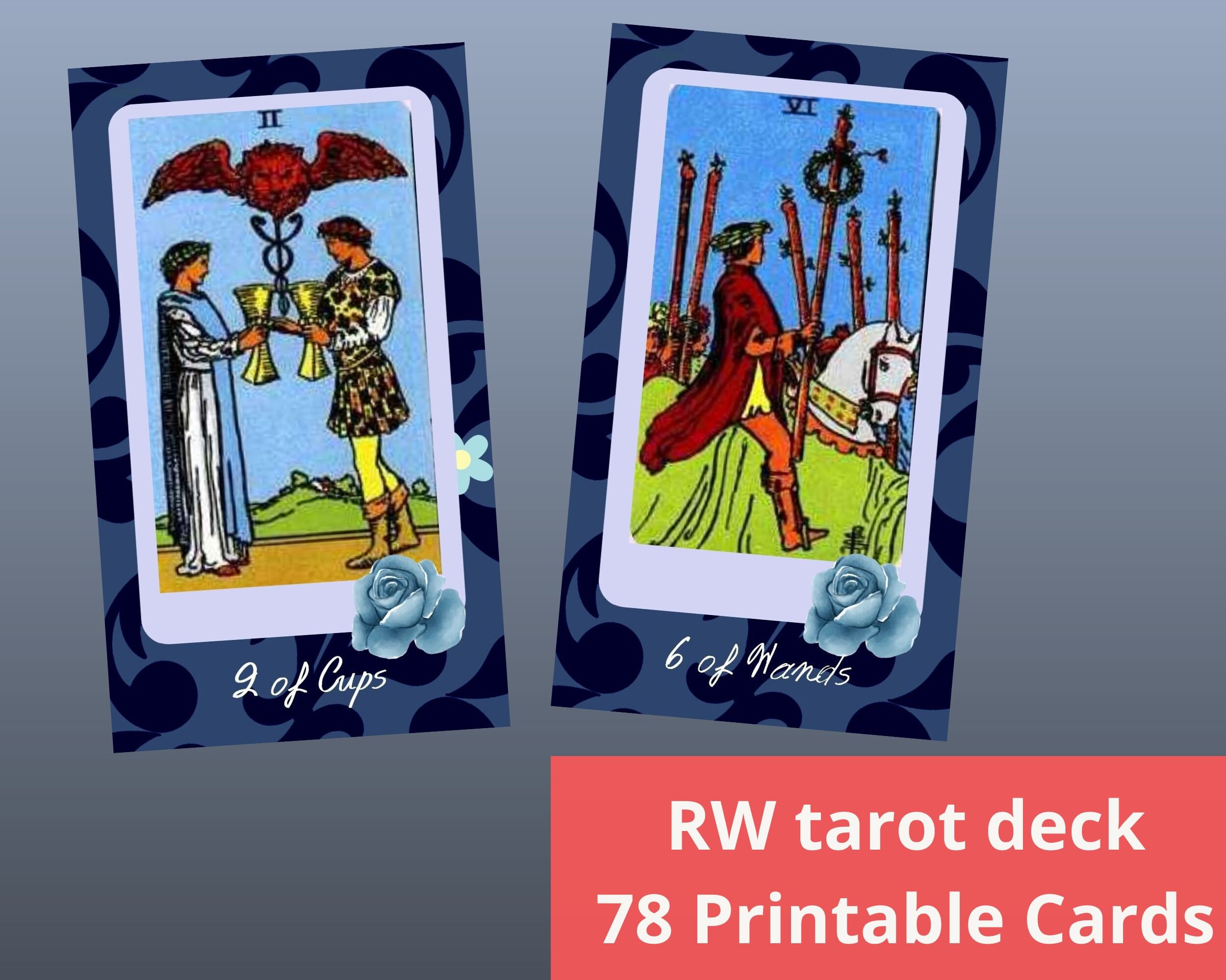 Printable Tarot Deck Rider Waite Blue Patterned Vintage - Etsy