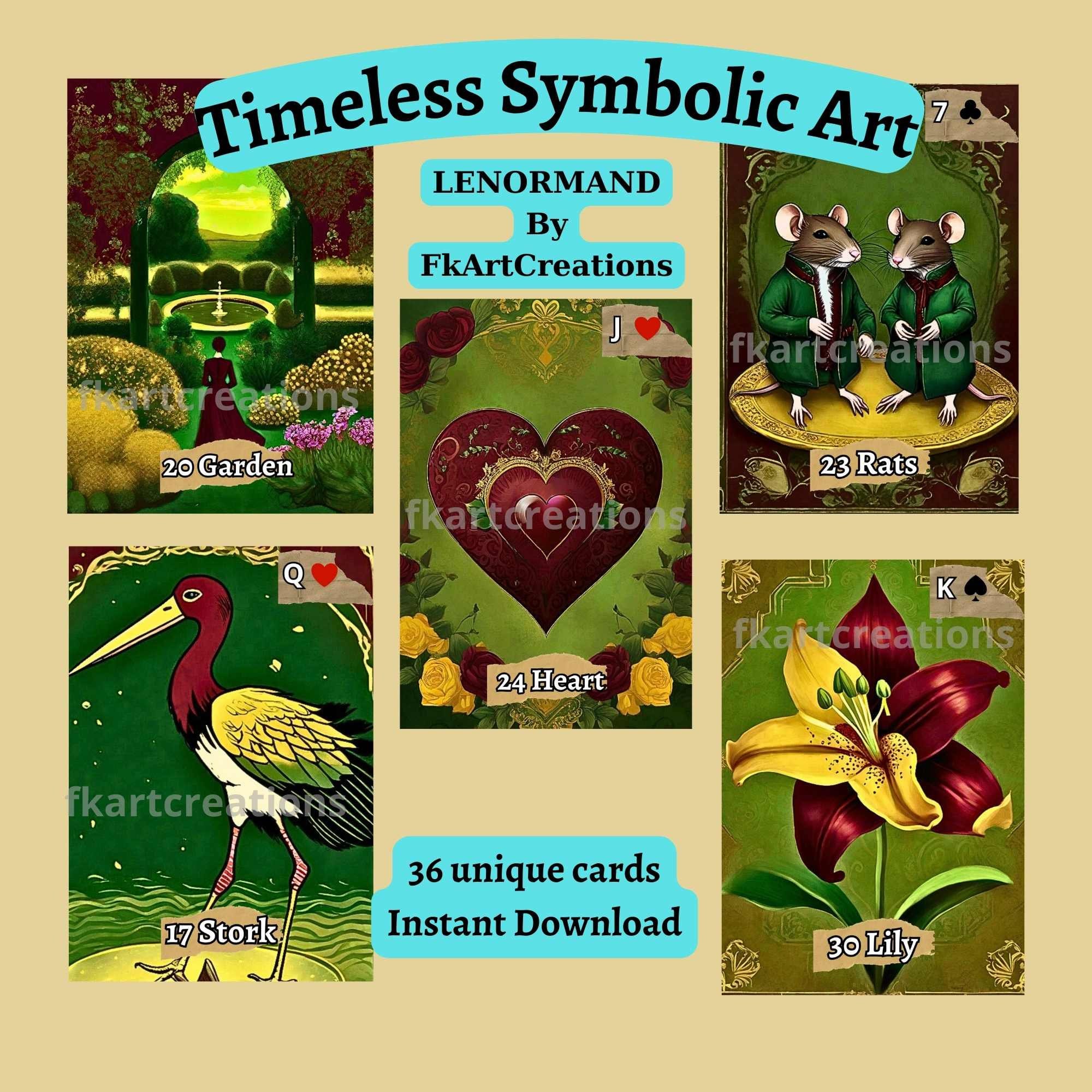 Timeless Symbolic Lenormand Deck: Embrace Captivating Color Palette in ...