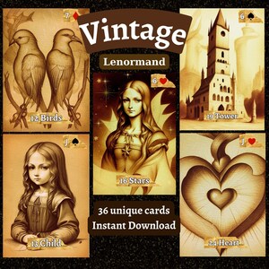 Download instantâneo para impressão do lápis vintage Lenormand Deck Whispered Elegance Impressão digital DIY Imprimir em casa Cartões elegantes exclusivos Oráculos