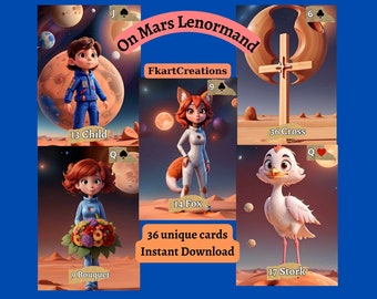Instant Download Lenormand Cards, Print at Home and Embark on a Martian Adventure! Introducing the 'On Mars!!' Lenormand Deck, Diy, Oracles