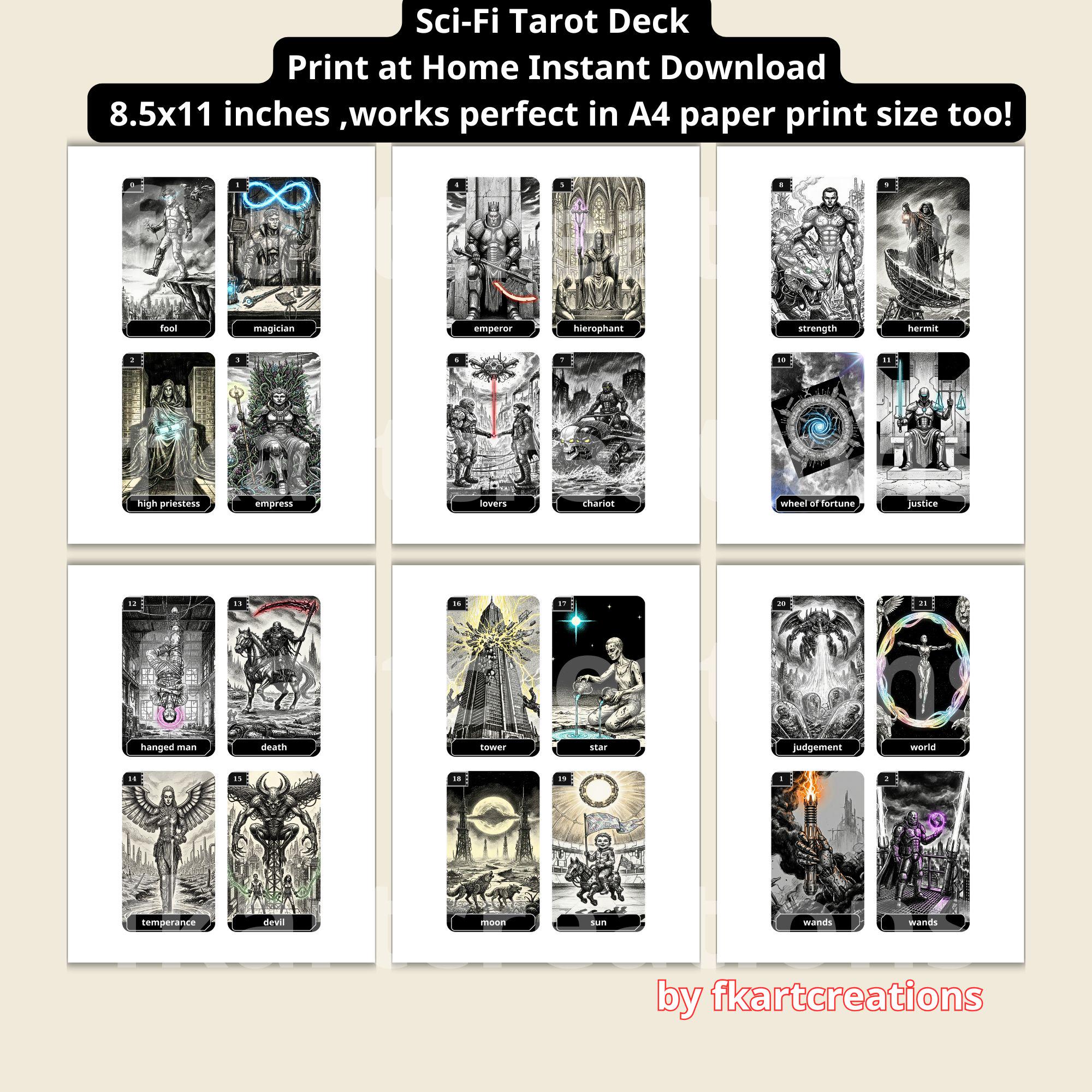 Sci-fi Tarot Deck,grimdark Cyberpunk 78 Card Set,instant Digital ...
