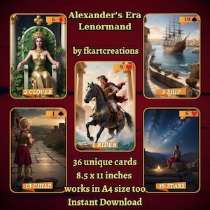 Instant Download Macedonian Alexander The Great Ancient Greece Photorealistic Lenormand Deck,Printable,Print at Home,DIY Cards,Unique,Oracle