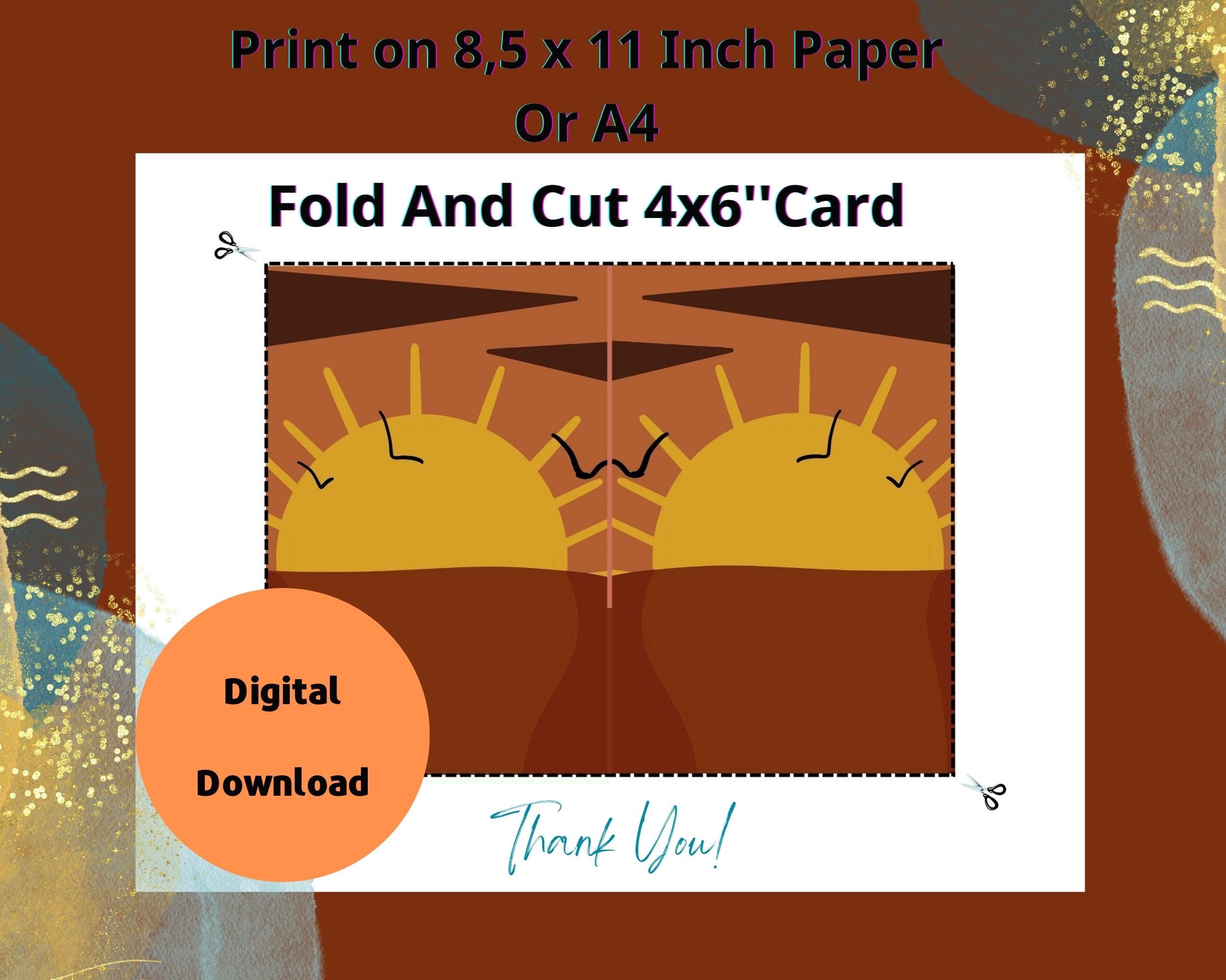 Printable Digital Instant Download Desert Sun Greeting Card Write Your ...