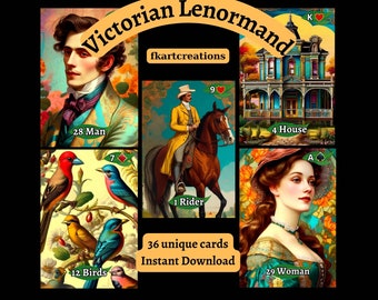 Instant Download Printable Deck,Celestial Victorian Lenormand: A Journey through Time and Artistry, Print at Home, Diy Cards, Oracles