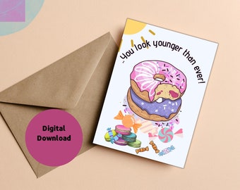 Digital Download & e-card Birthday Funny DIY Printable Card With Envelope Template For Friends Family or Sent a Wishing Post E-mail