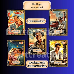 Sofortiger Download Druckbare A4 Karten Vintage Lenormand Deck 1930er Jahre Hoffnung & Optimismus Einzigartiger Druck zu Hause