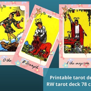 Printable Tarot Deck  Rider Waite Instant Download Files Digital 78 Cards Vintage Pink Aesthetic New Version DIY Oracles PDf