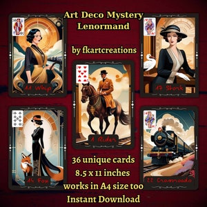 Download instantâneo Lenormand Deck, Art Déco Luxury & Mystery, Baralho para impressão, DIY, Único, Moderno, Imprimir em casa, Oráculos, Leitores de tarô, Contação do futuro