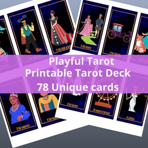 Jeu de tarots imprimables Tarot ludique 78 cartes de tarot drôles et uniques Impression à la maison Fichiers numériques Jeu de tarots complet