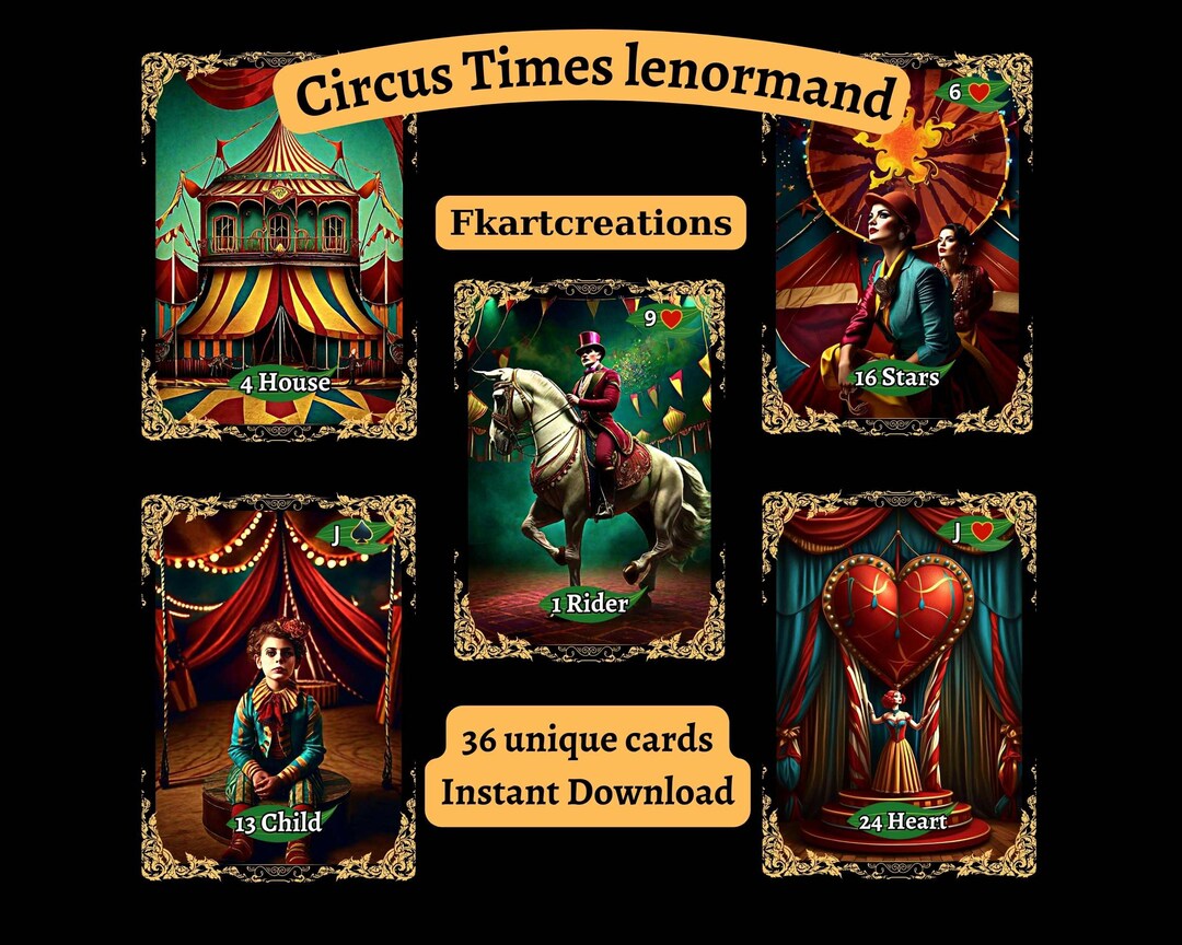 Circus Times Lenormand Deck, Vintage Oracle Cards (digital Download) - Etsy