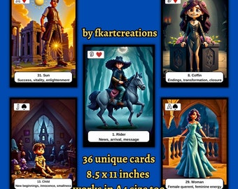 3D Lenormand Deck, Printable Symbolic Cards (Digital Download)