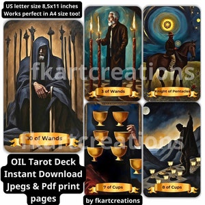 Sofortiger Download, entdecken Sie die Geheimnisse des Tarot mit dem druckbaren DIY-Ölgemälde-Deck & Template-Box-Print zu Hause Orakel Tarot-Reader