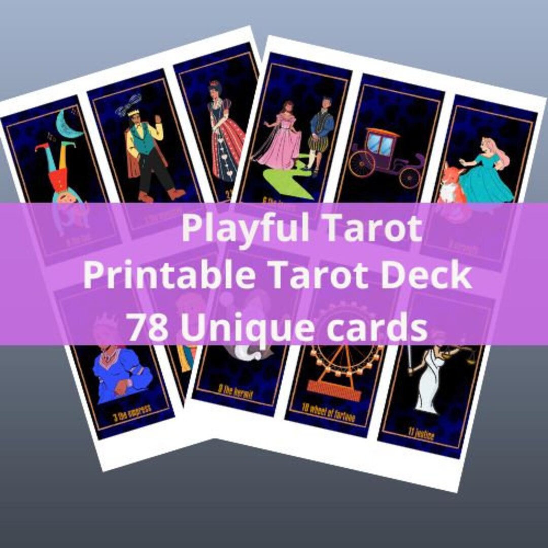 Tarot Deck Printable Cards Playful Tarot Funny &amp; Unique 78 - Etsy