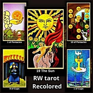 Printable Tarot Deck Rider Waite Digital Instant Download And Print At Home Vibrant Colors Redesigned Tarot Deck Recolored Classic Deck