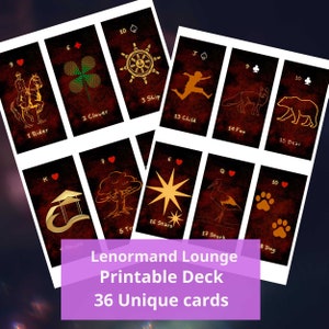 Karty do druku Lenormand Specjalna edycja talii Lenormand Drukuj w domu Natychmiastowe pobieranie plików Unikalna talia Lenormand do rozkładówek