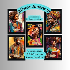 Download instantâneo, entre no mundo do Lenormand afro-americano: descubra meu baralho de representação exclusivo, cartões para impressão, imprima em casa, faça você mesmo