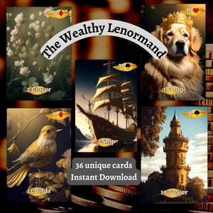 Descarga instantánea, Tarjetas imprimibles, El rico Lenormand, Baraja única de Lenormand de 36 bocetos originales, Oráculo, Adivinación, Regalo perfecto, Bricolaje