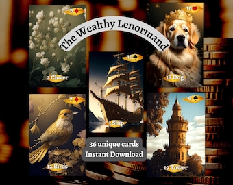 Instand Download, Printable Cards,The Wealthy Lenormand,Unique Lenormand Deck of 36 Original Sketches,Oracle , Diviniation, Perfect Gift,Diy