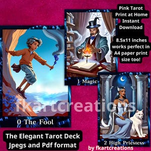 La elegante baraja de tarot Enchanted Visions de 78 cartas para imprimir con diseños clásicos, alta calidad, caja de plantillas, lectores de tarot, bricolaje