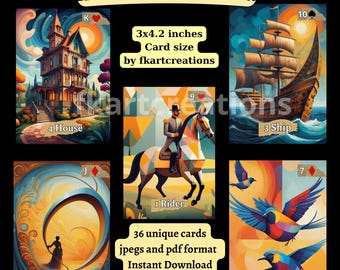 Artistic Lenormand Deck: Printable Oracle Cards (PDF & JPEG)