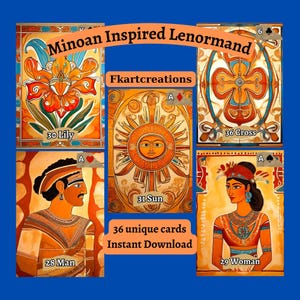 Lenormand minóico antigo: baralho para impressão inspirado na rica cultura de Creta, Imprimir em casa, exclusivo, download instantâneo, faça você mesmo, arte inspirada, oráculos