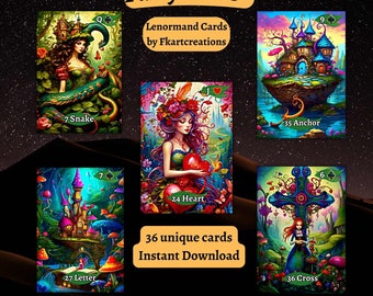 Instant Download Cards,Fairy Tale Lenormand:Enchanting & Whimsical Deck,Oracles,Print at Home,Diy,Lenormand Readers,Celebrate Fairies!