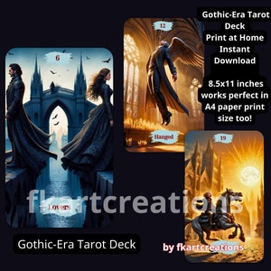 Instant Download & Printable Deck,Gothic-Era Inspired Art Prints,Print at Home,Unique,Oracles,Tarot Readers,Mystical Messages,Future Telling image 2