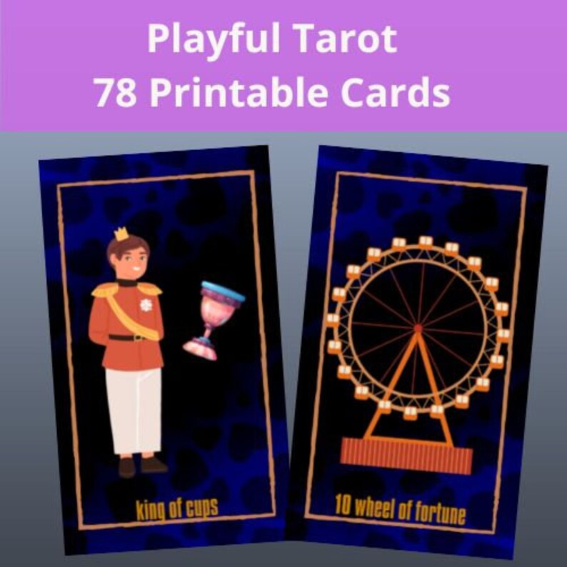 Tarot Deck Printable Cards Playful Tarot Funny &amp; Unique 78 - Etsy