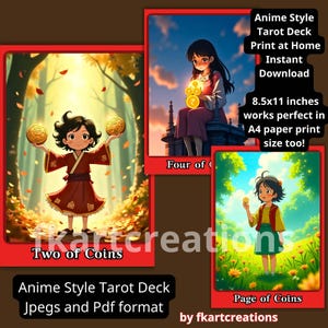 Baralho de Tarô em PDF Download Instantâneo Anime Comic 78 Cartas ChronoChroma Tarot:Épocas de Emoção 8.5x11 in Compatível A4 Caixa Template