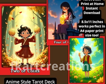 Anime Comic Tarot Deck: 78 Card Printable (PDF Template)