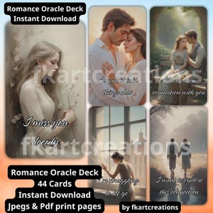 Afdrukbaar Romance Oracle Deck Instant Access digitale download voor spirituele begeleiding en relaties DIY Tarot-lezers Amerikaanse brief werkt in A4