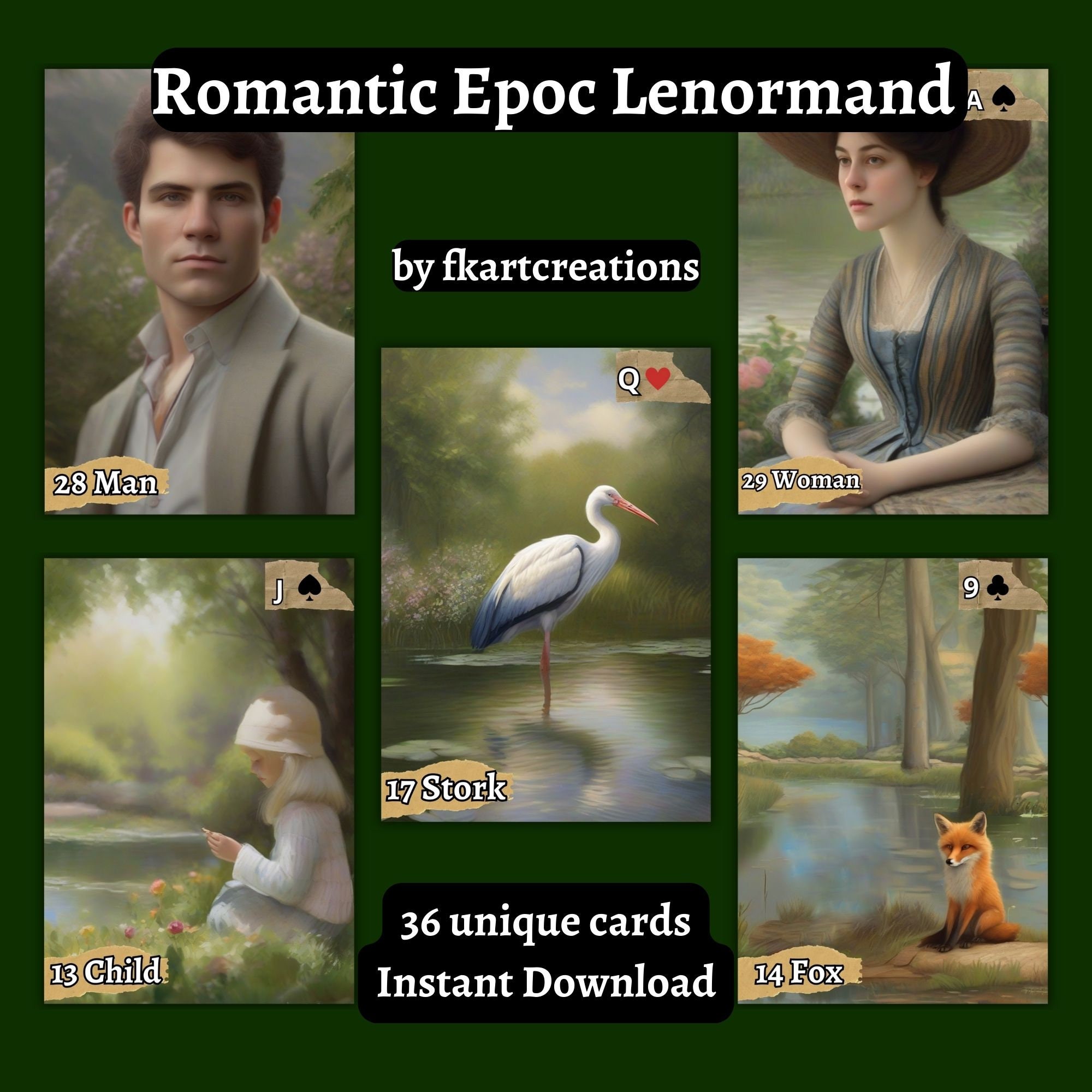 Instant Download Printable Lenormand Deck Artistry Romantic - Etsy