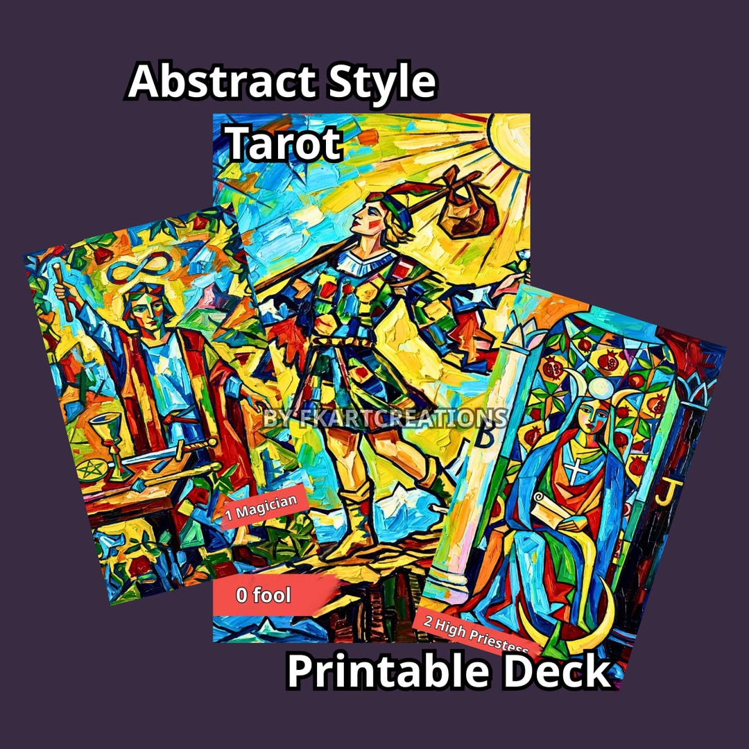 Abstract RWS Tarot Deck | Printable DIY With Box (pdf Jpegs Print Pages ...