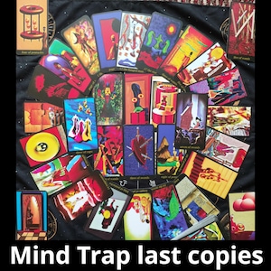Mazzo esclusivo di tarocchi Mind Trap: carte originali disegnate a mano, regalo perfetto per collezionisti e lettori. Rara prima edizione di oracoli personalizzati fatti a mano.