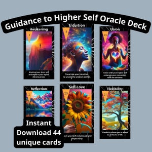 Cartes Oracle à téléchargement immédiat, orientation vers un jeu supérieur Oracle Deck - illuminez votre chemin spirituel, impression à la maison, unique, bricolage, croissance personnelle