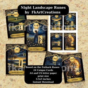 Runic Art Card Deck: Night Landscape Runes, Divine Guidance (Digital Download)