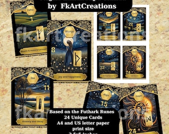 Runic Art Card Deck: Night Landscape Runes, Divine Guidance (Digital Download)