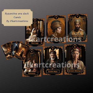 Jeu de cartes imprimable à téléchargement immédiat, jeu de cartes à la découverte de l'époque byzantine, impression à la maison, bricolage, oracles, cadeau, lecteurs de tarot et Lenormand, cartes uniques spéciales