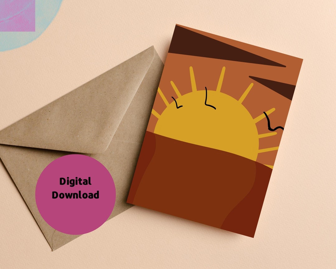 Printable Digital Instant Download Desert Sun Greeting Card Write Your ...
