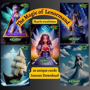 Cartões para impressão e download instantâneo, A magia de Lenormand, Maravilhas extravagantes, Descubra o baralho único de conto de fadas Lenormand, Imprima em casa, Faça você mesmo