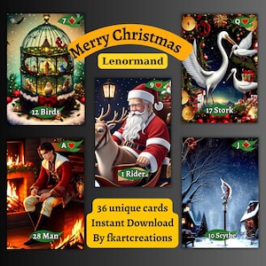 Cartes Lenormand imprimables, Célébrez la magie de Noël, Un voyage festif, Téléchargement instantané, DIY, Cadeau parfait, Deck unique, Oracles, Produits à tartiner