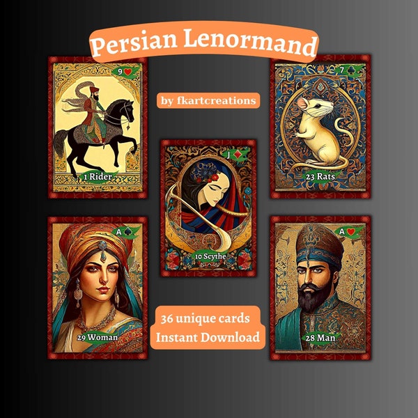 Print at Home the Persian Lenormand Deck Instant Download 36 Unique Cards DIY Oracles Tradition and Magic Divination Celestial Indie Art