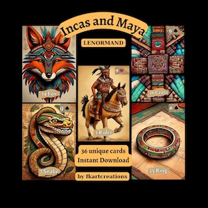 Sofortiger Donwload, Schalte alte Weisheit frei: Erforsche mein Inka- und Maya-Lenormand-Deck, druckbare Karten, Orakel, Druck zu Hause, Basteln, Lenormandleser