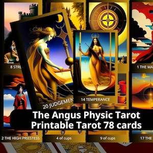 Instant Download Klassieke en AI-gegenereerde Art Angus Physic Tarot Deck Persoonlijke gids voor zelfontdekking Goddelijke begeleiding en persoonlijke groei